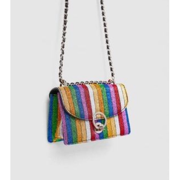 Zara Metallic Crossbody Bag Rainbow Nwt 